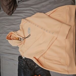 American Eagle Outfitters Light Coral Zip-Up Sweater